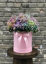 Цветочная композиция из Гипсофила и Розы в шляпной коробке #REPLACE_PRED# Дигоре