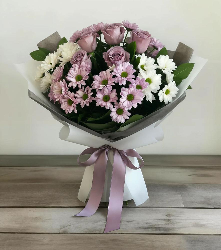 Букет цветов из: Хризантемы и Розы в Дигоре