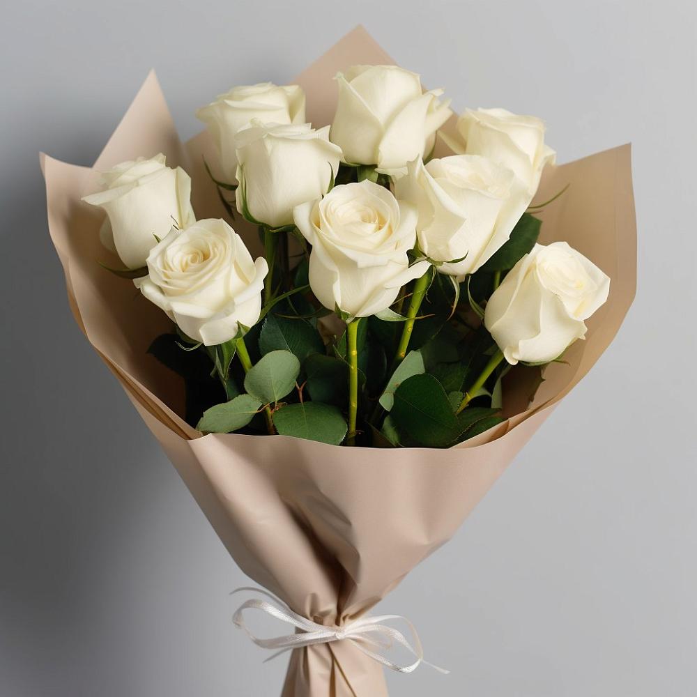 Букет 9 Белых роз Эдлесс Лав в Дигоре