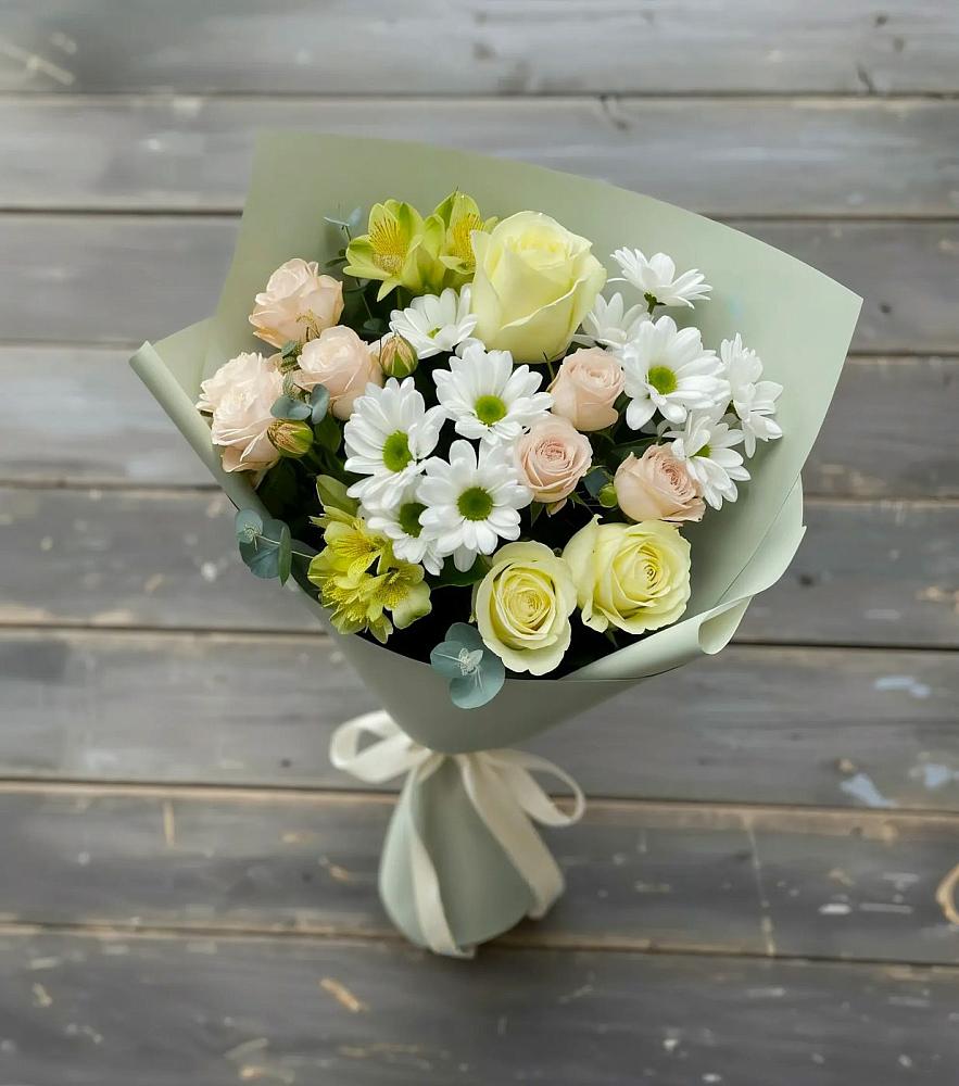 Букет цветов из: Альстромерии, Розы и Хризантемы в Дигоре