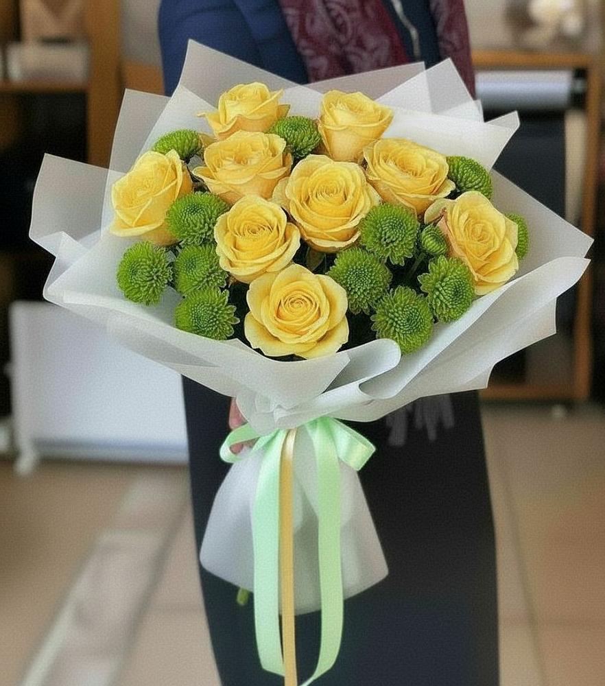 Букет цветов из: Хризантемы и Розы в Дигоре