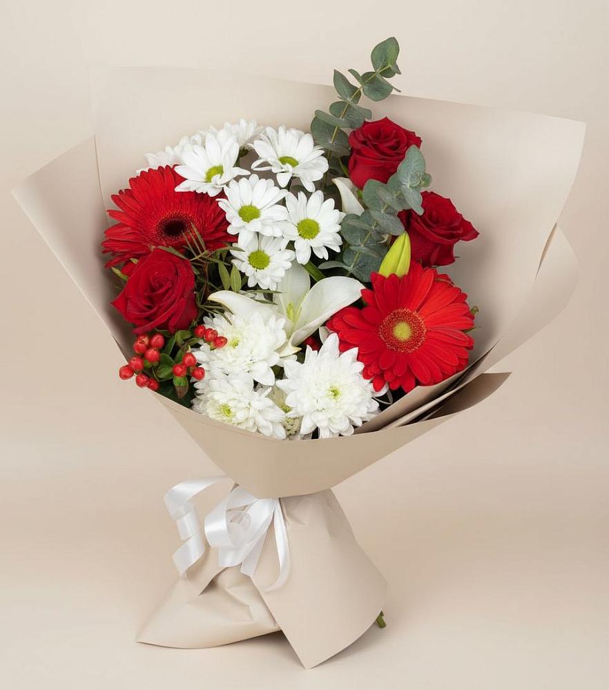 Букет цветов из: Розы, Хризантемы, Герберы и Лилии в Дигоре